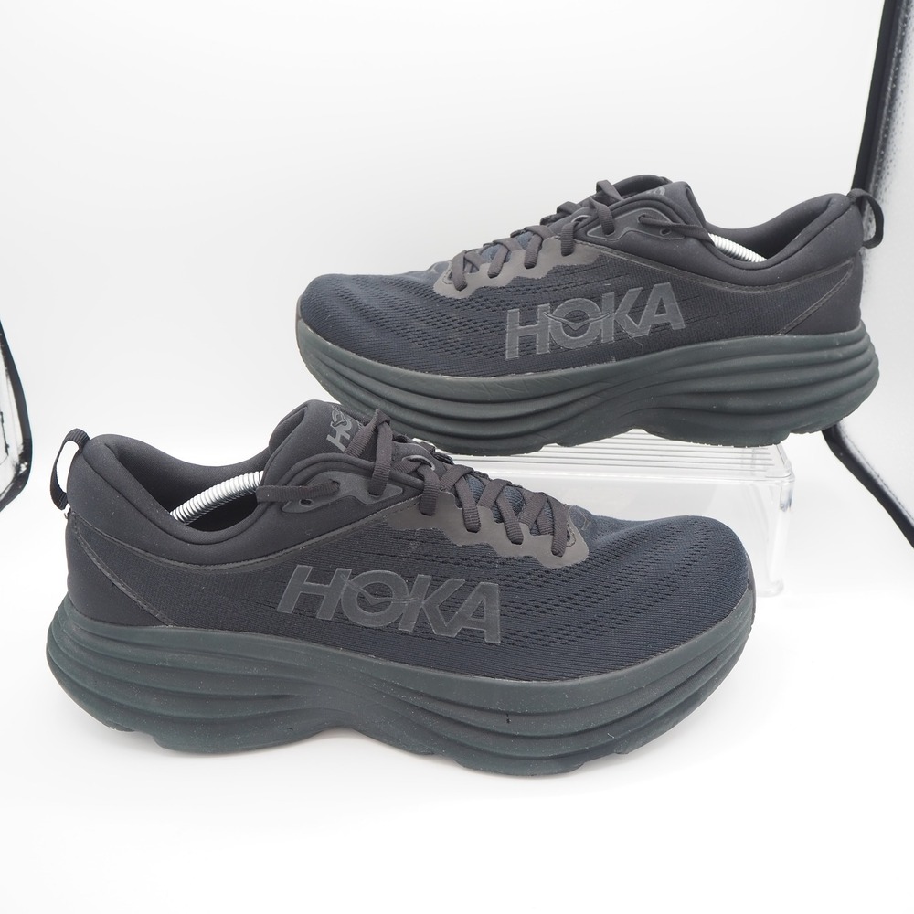 Hoka Bondi 8 Mens 13D Sneakers Triple Black Running Shoes Walking Training - Picture 7 of 9